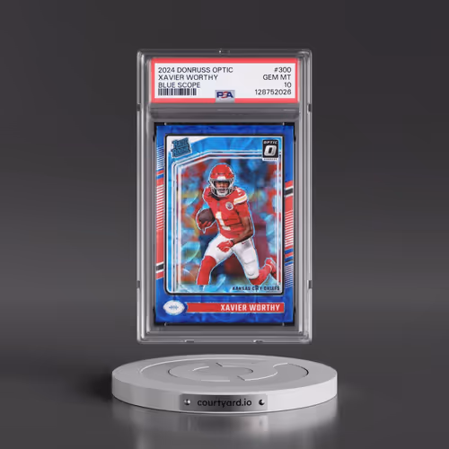 2024 Panini Donruss Optic #300 Xavier Worthy - Blue Scope (PSA 10 GEM MINT)
