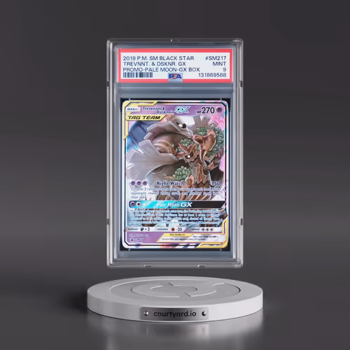 2019 Pokémon SM Black Star Promo #SM217 Trevenant & Dusknoir GX - Holo Pale Moon-GX Box (PSA 9 MINT)