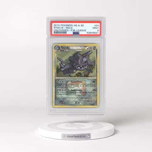 2010 Pokémon Heartgold & Soulsilver Unleashed #24 Steelix - Holo Crosshatch-2011 Pokemon League (PSA 9 MINT)