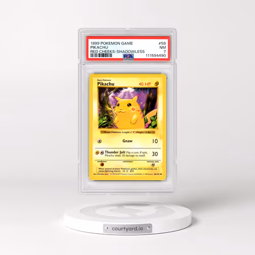 1999 Pokémon Game #58 Pikachu - Shadowless Red Cheeks (PSA 7 NM)