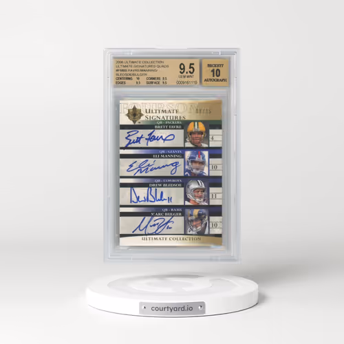 2006 Ultimate Collection Ultimate Signatures Quads #FMBB Brett Favre/Eli Manning/Drew Bledsoe/Marc Bulger (BGS 9.5 GEM MINT)