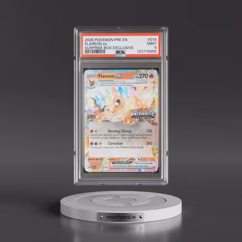 2025 Pokémon Pre EN-Prismatic Evolutions #014 Flareon EX - Holo Surprise Box Exclusive (PSA 9 MINT)