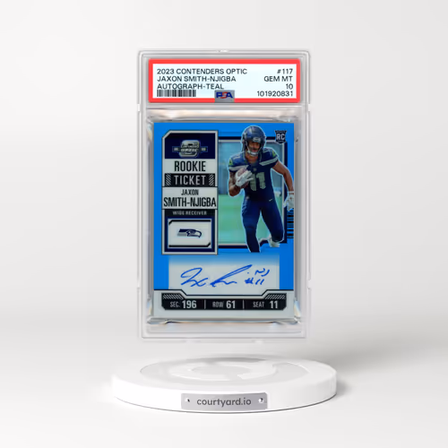 2023 Panini Contenders Optic #117 Jaxon Smith-Njigba - Autograph-Teal (PSA 10 GEM MINT)
