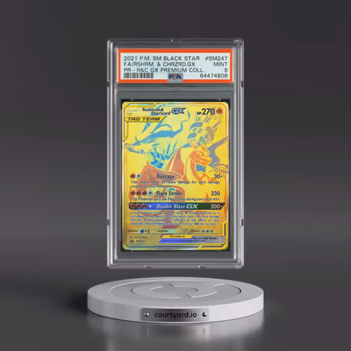 2021 Pokémon SM Black Star Promo #SM247 Reshiram & Charizard GX - Holo Full Art Reshiram & Charizard