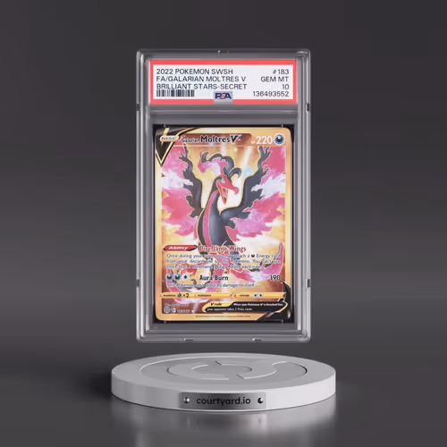 2022 Pokémon Sword & Shield Brilliant Stars #183 Galarian Moltres V - Holo Full Art Secret (PSA 10 G