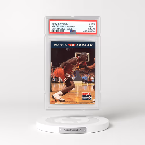 1992 Skybox USA Basketball #105 Magic on Jordan (PSA 9 MINT)