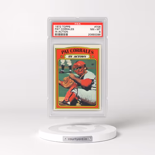1972 Topps #706 Pat Corrales - In Action (PSA 8 NM-MT)