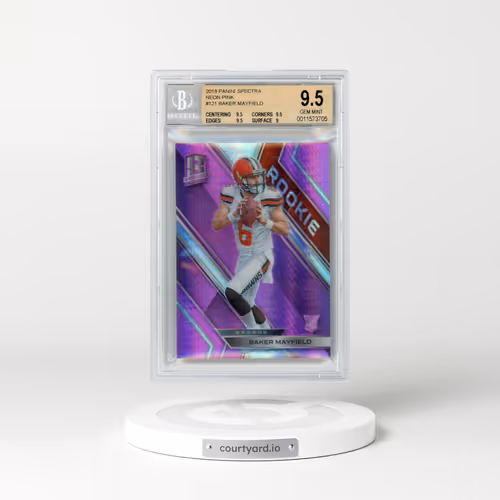 2018 Panini Spectra #121 Baker Mayfield - Neon Pink (BGS 9.5 GEM MINT)