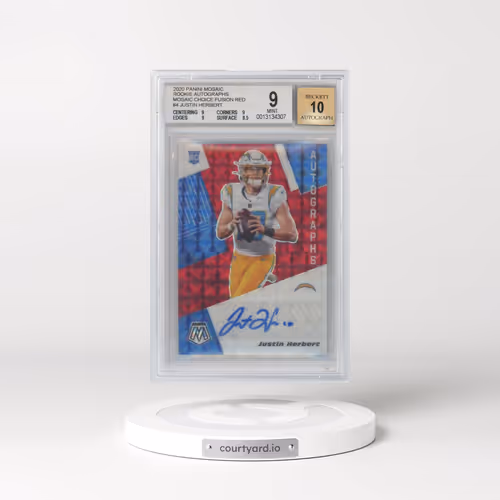 2020 Panini Mosaic Rookie Autographs Mosaic #RA4 Justin Herbert - Fusion Red Choice (BGS 9 MINT)