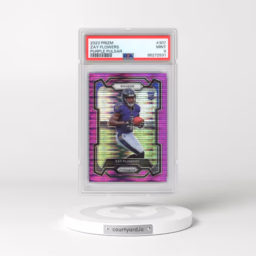 2023 Panini Prizm #307 Zay Flowers - Purple Pulsar (PSA 9 MINT)