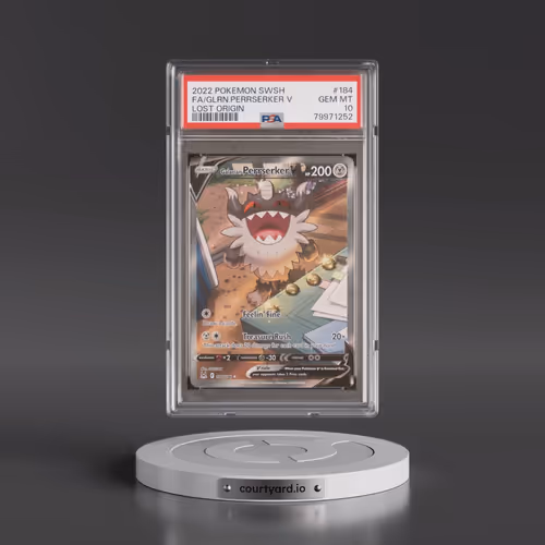 2022 Pokémon Sword & Shield Lost Origin #184 Galarian Perrserker V - Holo Full Art (PSA 10 GEM MINT)