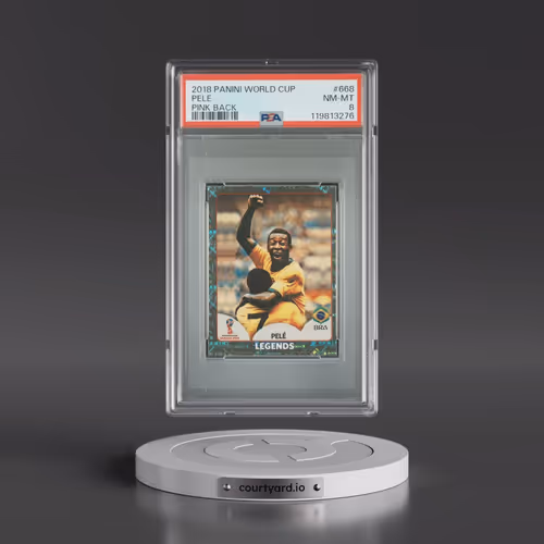 2018 Panini World Cup Stickers #668 Pele - Pink Back (PSA 8 NM-MT)