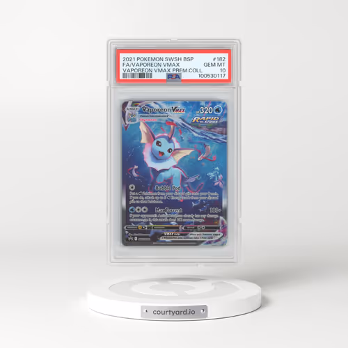 2021 Pokémon Swsh Black Star Promo #182 Vaporeon Vmax - Full Art Vaporeon Vmax Premium Collection (PSA 10 GEM MINT)