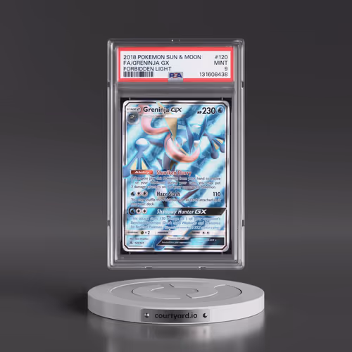 2018 Pokémon Sun & Moon Forbidden Light #120 Greninja GX - Holo Full Art (PSA 9 MINT)