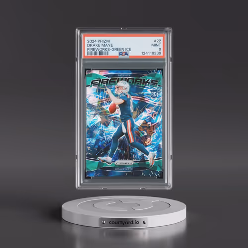2024 Panini Prizm Fireworks #22 Drake Maye - Green Ice (PSA 9 MINT)