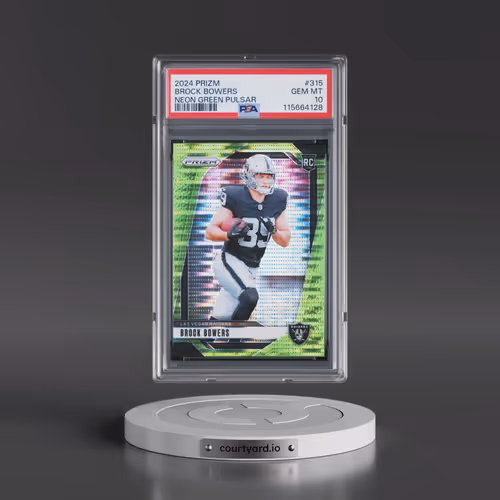 2024 Panini Prizm #315 Brock Bowers - Neon Green Pulsar (PSA 10 GEM MINT)