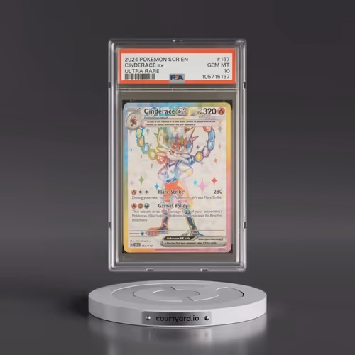2024 Pokémon Scr EN-Stellar Crown #157 Cinderace EX - Holo Ultra Rare (PSA 10 GEM MINT)