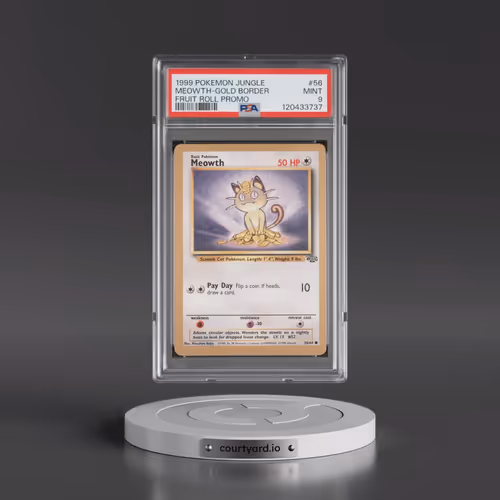1999 Pokémon Jungle Promo #56 Meowth-Gold Border - Fruit Roll Promo (PSA 9 MINT)