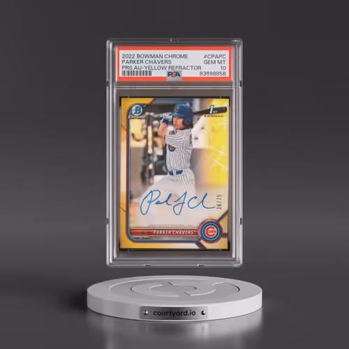 2022 Bowman Chrome Prospect Autographs #CPAPC Parker Chavers - Yellow Refractor (PSA 10 GEM MINT)