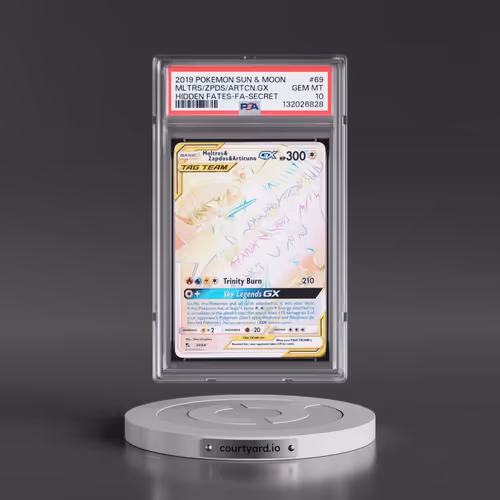 2019 Pokémon Sun & Moon Hidden Fates #69 Moltres & Zapdos & Articuno GX - Holo Full Art Secret (PSA
