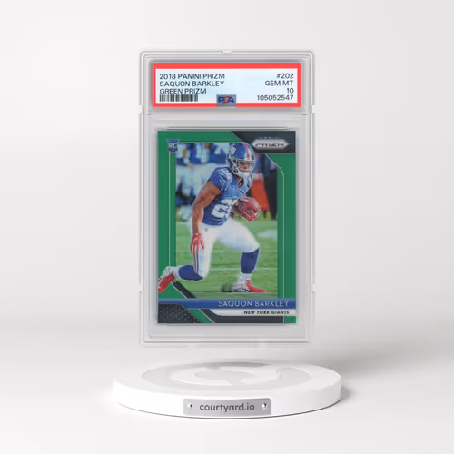 2018 Panini Prizm #202 Saquon Barkley - Green Prizm (PSA 10 GEM MINT)