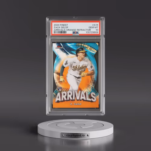 2024 Topps Finest Arrivals #A14 Zack Gelof - Orange Refractor (PSA 10 GEM MINT)