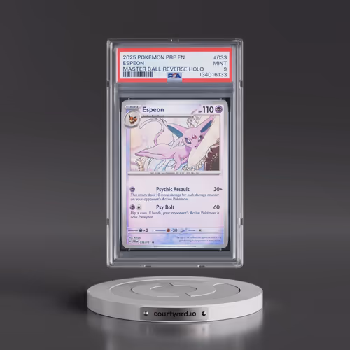 2025 Pokémon Pre EN-Prismatic Evolutions #033 Espeon - Reverse Holo Master Ball (PSA 9 MINT)