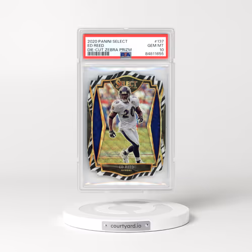 2020 Panini Select #137 Ed Reed - Die-Cut Zebra Prizm (PSA 10 GEM MINT)
