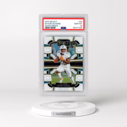 2023 Panini Select #63 DE'Von Achane - White Prizm (PSA 10 GEM MINT)