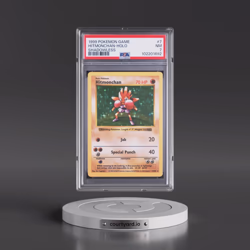 1999 Pokémon Game #7 Hitmonchan - Holo Shadowless (PSA 7 NM)