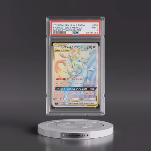 2019 Pokémon Sun & Moon Miracle Twins #108 Mewtwo & Mew GX-Hyper - Full Art (PSA 9 MINT)