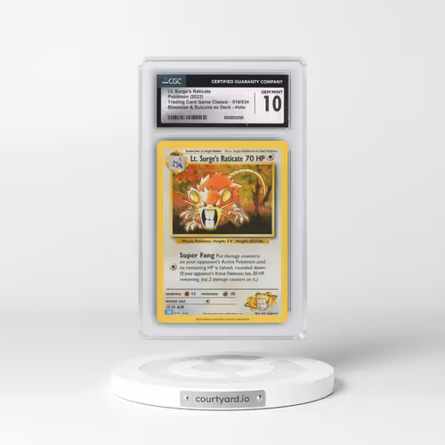 2023 Trading Card Game Classic - CLV, CLC, CLB #016/034 Lt. Surge's Raticate - Blastoise & Suicune ex Deck - CLB Holo (CGC 10 GEM MINT)