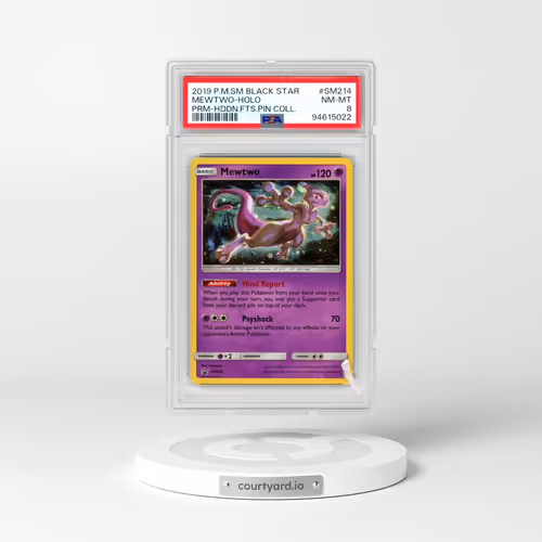 2019 Pokémon SM Black Star Promo #SM214 Mewtwo - Holo Hidden Fates Pin Collection (PSA 8 NM-MT)