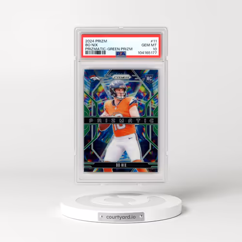 2024 Panini Prizm Prizmatic #11 Bo Nix - Green Prizm (PSA 10 GEM MINT)