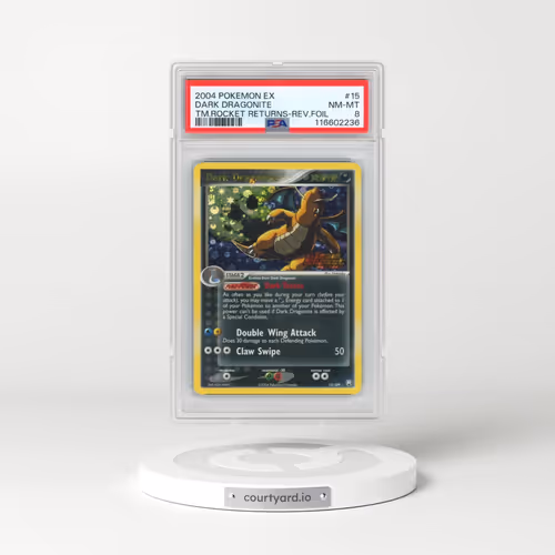 2004 Pokémon EX Team Rocket Returns #15 Dark Dragonite - Reverse Foil (PSA 8 NM-MT)