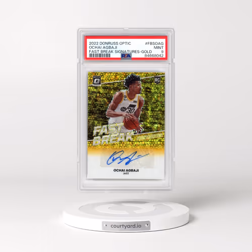 2022 Panini Donruss Optic Fast Break Signatures #FBSOAG Ochai Agbaji - Gold (PSA 9 MINT)