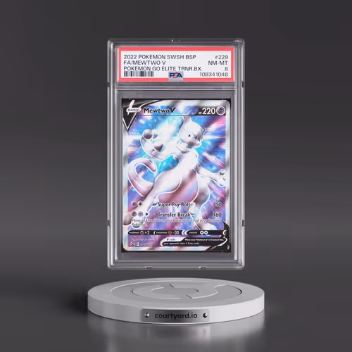 2022 Pokémon Swsh Black Star Promo #229 Mewtwo V - Holo Full Art Pokemon Go Elite Trainer Box (PSA 8