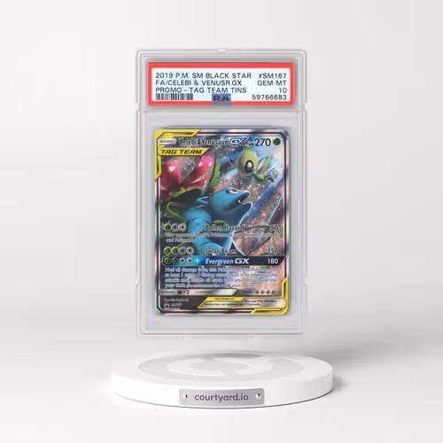 2019 Pokémon SM Black Star Promo #SM167 Celebi & Venusaur GX - Holo Full Art Tag Team Tins (PSA 10 GEM MINT)