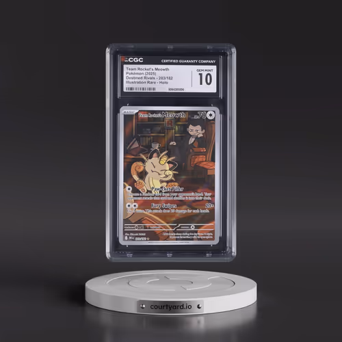 2025 Destined Rivals - DRI EN #203/182 Team Rocket's Meowth - Illustration Rare Holo (CGC 10 GEM MIN