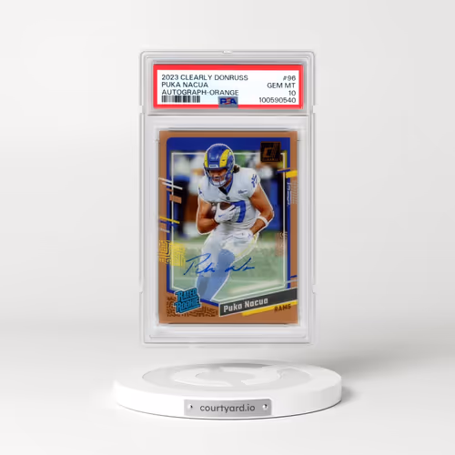 2023 Panini Clearly Donruss #96 Puka Nacua - Autograph-Orange (PSA 10 GEM MINT)