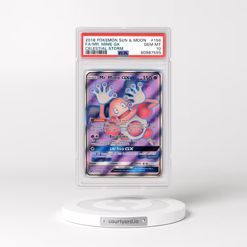 2018 Pokémon Sun & Moon Celestial Storm #156 Mr. Mime GX - Holo Full Art (PSA 10 GEM MINT)