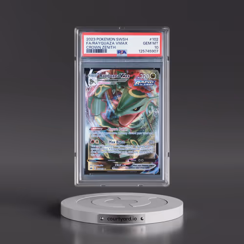 2023 Pokémon Sword and Shield Crown Zenith #102 Rayquaza Vmax - Full Art (PSA 10 GEM MINT)