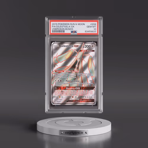 2019 Pokémon Sun & Moon Unbroken Bonds #208 Celesteela GX - Holo Full Art (PSA 10 GEM MINT)