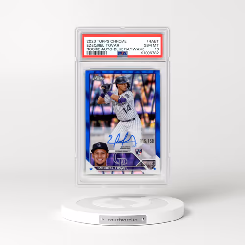 2023 Topps Chrome Rookie Autograph #RAET Ezequiel Tovar - Blue Raywave Refractor (PSA 10 GEM MINT)