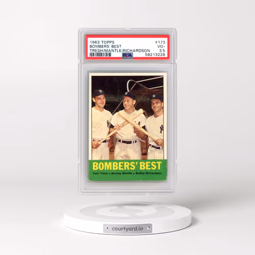 1963 Topps #173 Bombers' Best - Tresh/Mantle/Richardson (PSA 3.5 VG+)