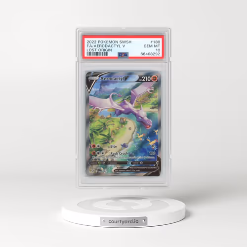 2022 Pokémon Sword & Shield Lost Origin #180 Aerodactyl V - Holo Full Art (PSA 10 GEM MINT)
