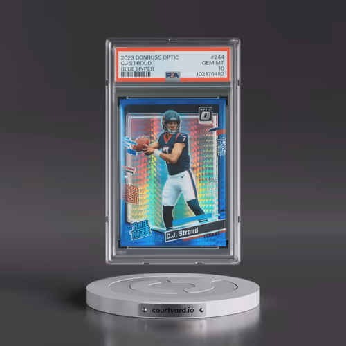 2023 Panini Donruss Optic #244 CJ Stroud - Blue Hyper (PSA 10 GEM MINT)