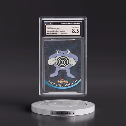1999 Series 1 (Circular Nintendo Seal) #62 Poliwrath - 1st Print UK Ed (Blue Topps Logo) Silver Foil