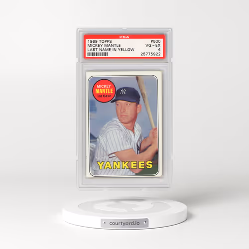 1969 Topps #500 Mickey Mantle - Last Name in Yellow (PSA 4 VG-EX)