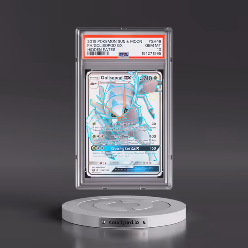 2019 Pokémon Sun & Moon Hidden Fates #SV48 Golisopod GX - Holo Full Art (PSA 10 GEM MINT)